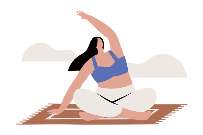 Yoga on Nature Outdoor Relaxation  Illustration