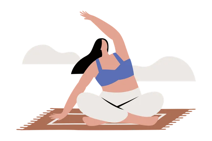 Yoga on Nature Outdoor Relaxation  Illustration