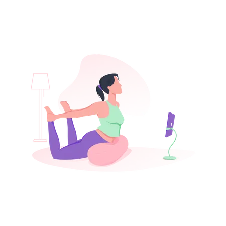 Yoga online con refuerzo  Ilustración