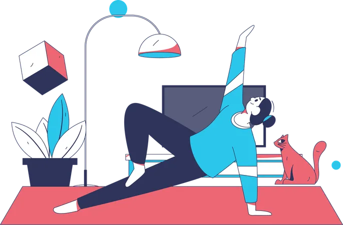 Yoga poses carried out by trainer  Illustration