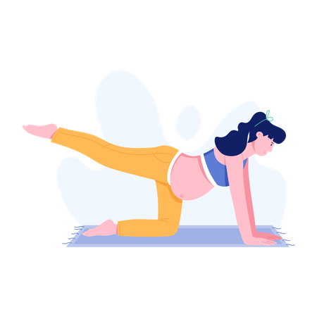 Yoga pré-natal feito por mulher  Ilustração