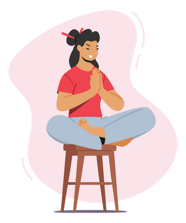 Yoga Relaxation By Woman Illustration