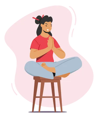 Yoga Relaxation By Woman Illustration