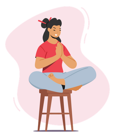 Yoga Relaxation By Woman  Illustration