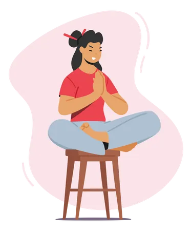 Yoga Relaxation By Woman  Illustration