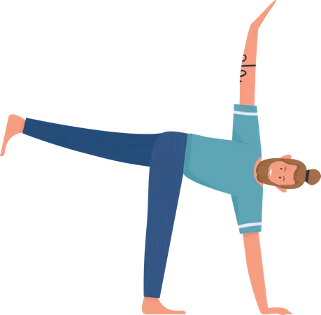 Yoga teacher doing cartwheel  Illustration