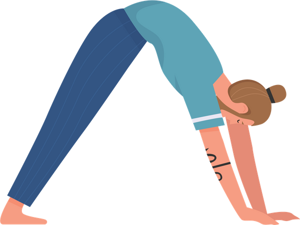 Yoga teacher doing downward facing dog pose  イラスト