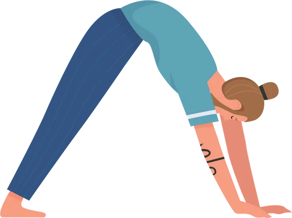 Yoga teacher doing downward facing dog pose  Illustration