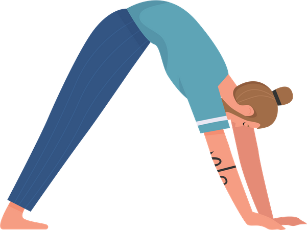 Yoga teacher doing downward facing dog pose  Illustration