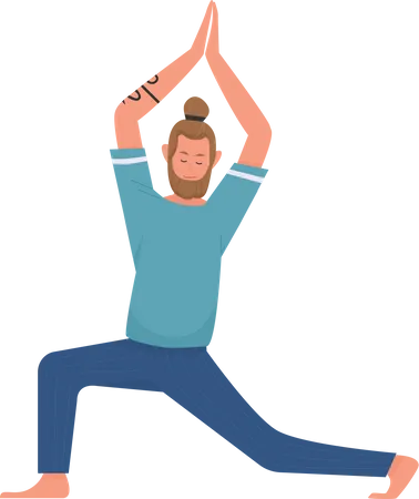 Yoga teacher doing triangle pose  イラスト