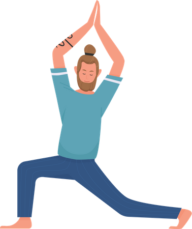 Yoga teacher doing triangle pose  Illustration