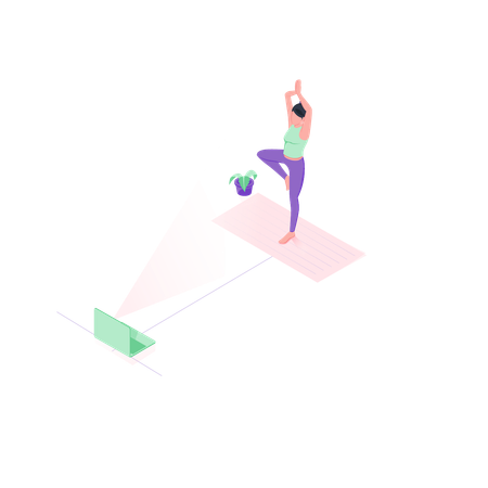 Yoga through Laptop  Illustration