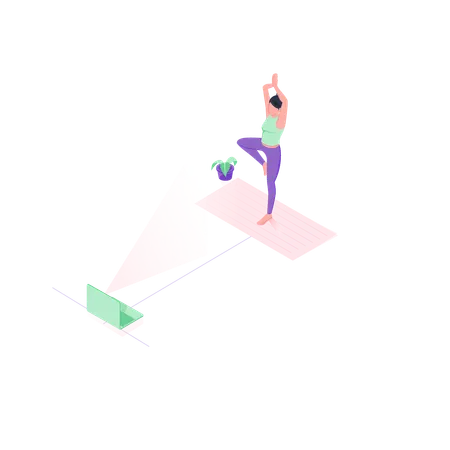 Yoga through Laptop  Illustration