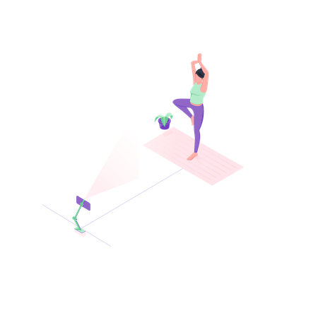 Yoga through phone  Illustration