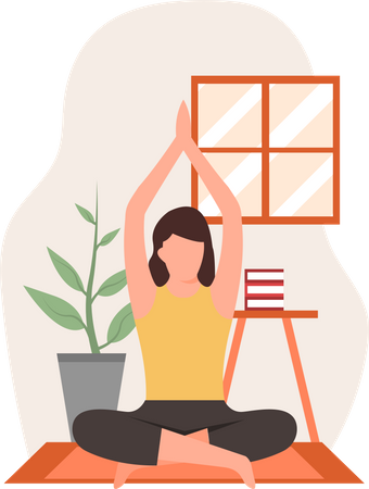 Yoga Trainer doing yoga in yoga class  Illustration