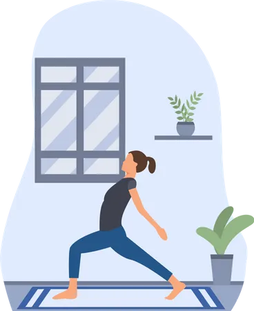 Yoga Trainer Doing Yoga In Home  Illustration