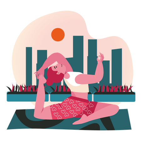 Yoga Trainer Doing one leg pigeon yoga  Illustration