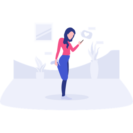 Yoga trainer doing stretching in online class  イラスト