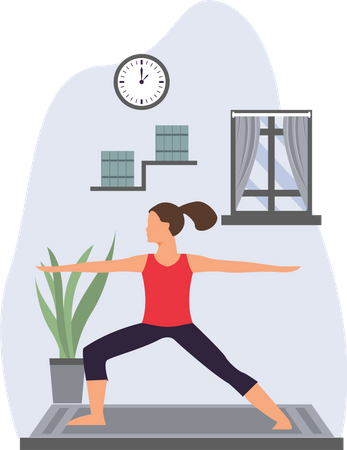 Yoga Trainer Doing Veerabhadrasana  Illustration