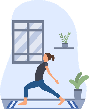 Yoga Trainer Doing Yoga In Home  Illustration