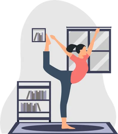 Yoga Trainer doing yoga in yoga class  Illustration