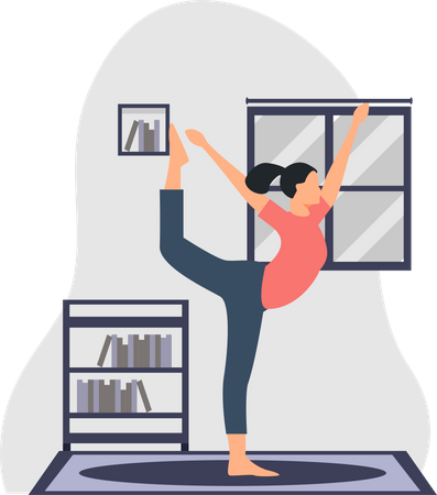 Yoga-Trainer macht Yoga im Yoga-Kurs  Illustration