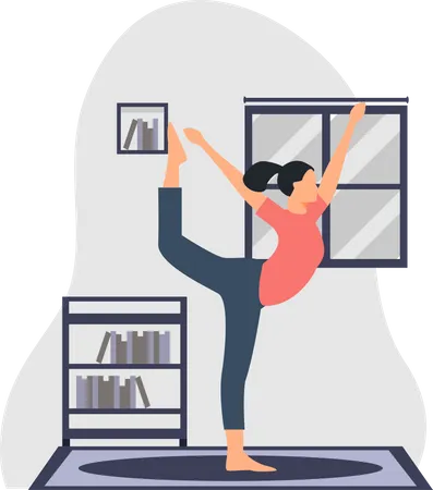 Yoga-Trainer macht Yoga im Yoga-Kurs  Illustration