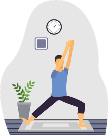 Yoga-Trainer macht Yoga in der Halle  Illustration