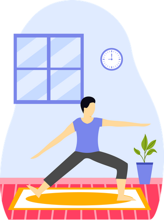 Yoga-Trainer macht Yoga in der Halle  Illustration