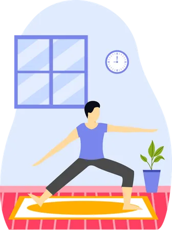 Yoga-Trainer macht Yoga in der Halle  Illustration