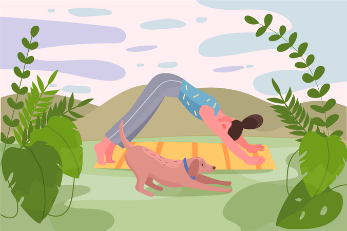 Yoga trainings outdoors activity  Illustration