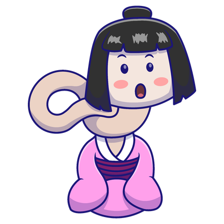 Yokai Girl Sitting  Illustration