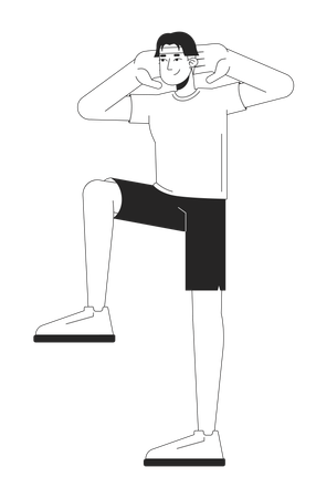 Young adult asian man doing exercise warm-up  Illustration