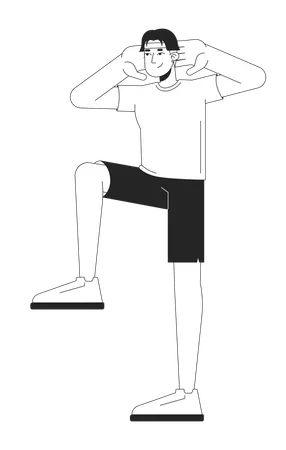 Young adult asian man doing exercise warm-up  Illustration