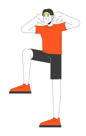 Young adult asian man doing exercise warm-up  Illustration