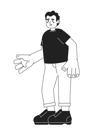 Young adult man welcoming gesturing  Illustration