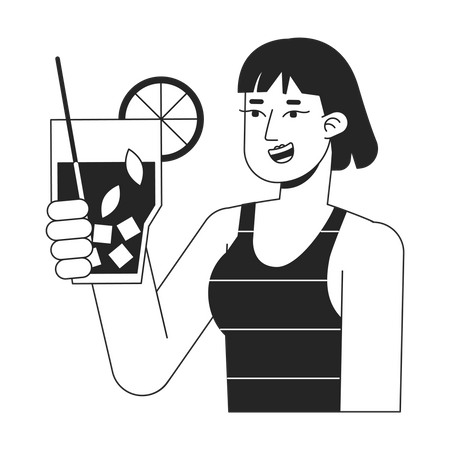 Young adult woman holding cocktail Illustration