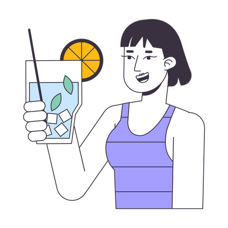 Young adult woman holding cocktail  Illustration