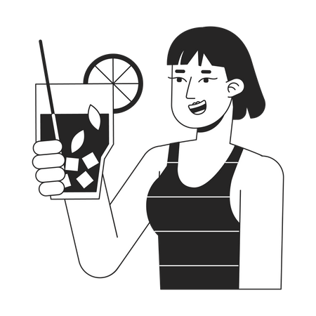 Young adult woman holding cocktail  Illustration