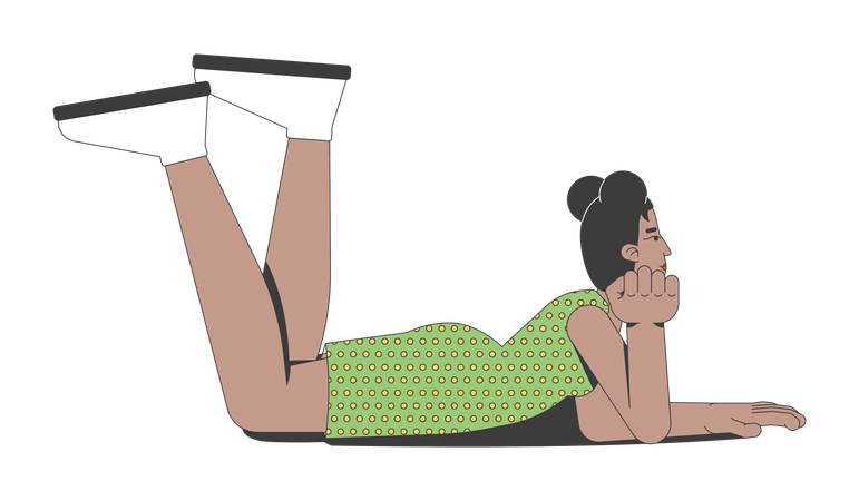 Young african american woman lying on ground relaxing  Illustration