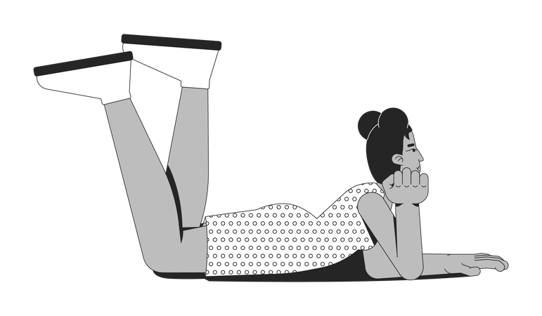 Young african american woman lying on ground relaxing  Illustration