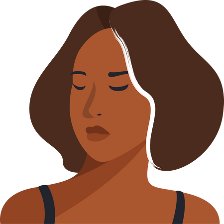Young and beautiful brown girl face portrait Illustration