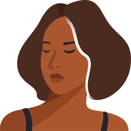 Young and beautiful brown girl face portrait  Illustration