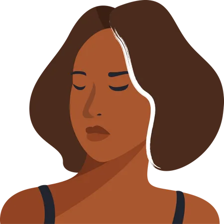 Young and beautiful brown girl face portrait  Illustration