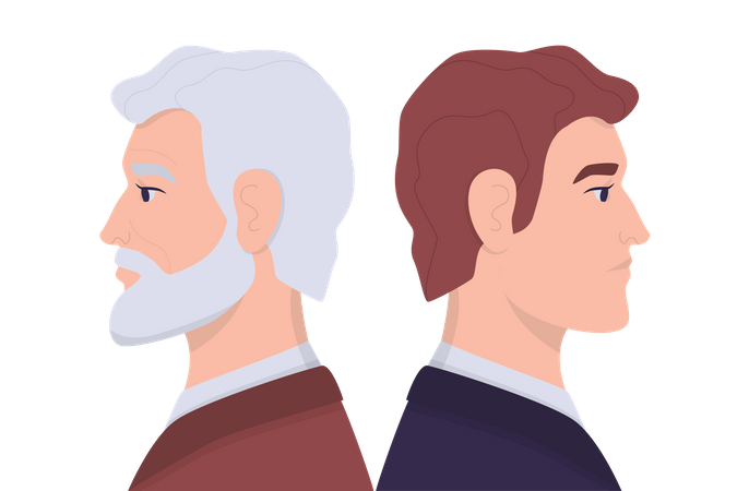 Young and old man  Illustration