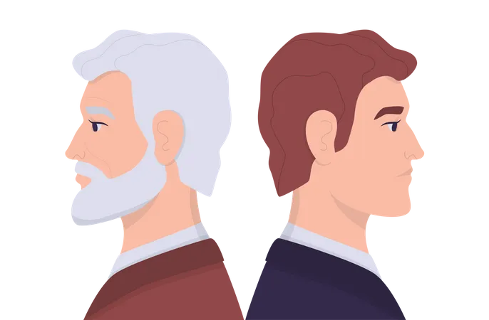 Young and old man  Illustration