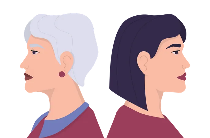 Young and old woman  Illustration