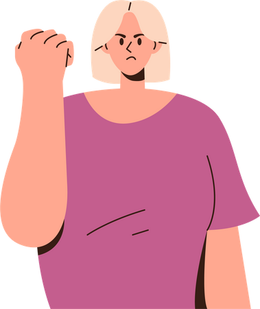 Young angry woman  イラスト