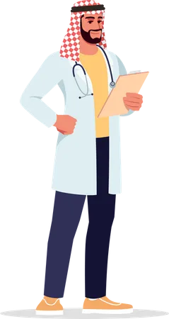 Young Arab man working as medical doctor Illustration