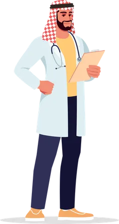 Young Arab man working as medical doctor  Illustration